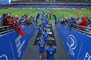 22 October 2022; The Leinster team walk onto the pitch before the United Rugby Championship match between Leinster and Munster at Aviva Stadium in Dublin. Photo by Brendan Moran/Sportsfile