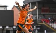 24 October 2022; Aoife Kelly of Republic of Ireland celebrates after scoring her side's first goal during the 2022/23 UEFA Women's U17 European Championship Qualifiers Round 1 match between Republic of Ireland and Finland at Seaview in Belfast. Photo by Ramsey Cardy/Sportsfile