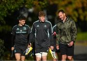 24 October 2022; Former New Zealand captain Kieran Read speaks with Sean O'Brien during a Leinster rugby squad training at UCD in Dublin. Photo by Harry Murphy/Sportsfile