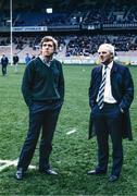 20 March 1982; Ireland manager Tom Kiernan, right and Fergus Slattery of Ireland before the Five Nations Rugby Championship match between France and Ireland at Parc de Princes in Paris, France. Photo by Ray McManus/Sportsfile