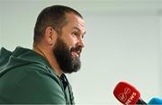 25 October 2022; Head coach Andy Farrell during an Ireland rugby media conference at IRFU High Performance Centre in Dublin. Photo by Ramsey Cardy/Sportsfile
