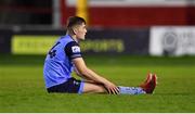 24 October 2022; Harvey O’Brien of UCD looks dejected after the SSE Airtricity League Premier Division match between Shelbourne and UCD at Tolka Park in Dublin. Photo by Tyler Miller/Sportsfile