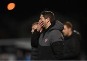 24 October 2022; Derry City manager Ruaidhrí Higgins reacts during the SSE Airtricity League Premier Division match between Sligo Rovers and Derry City at The Showgrounds in Sligo. Photo by Piaras Ó Mídheach/Sportsfile