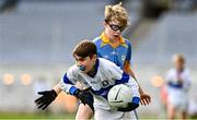 27 October 2022; Adam Kelly of Scoil Mhuire in action against Finn McEntee of St Mary's BNS during day one of the Allianz Cumann na mBunscoil Football Finals at Croke Park in Dublin. Photo by Eóin Noonan/Sportsfile