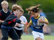 27 October 2022; Amannuel McGovern of Scoil Assaim Boys National School during the Leinster Rugby Primary School Tag Blitz at Clontarf RFC in Dublin. Photo by Harry Murphy/Sportsfile