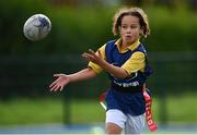 27 October 2022; Amannuel McGovern of Scoil Assaim Boys National School during the Leinster Rugby Primary School Tag Blitz at Clontarf RFC in Dublin. Photo by Harry Murphy/Sportsfile