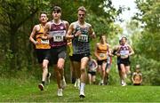 16 October 2022; Athletes including Kyle Thompson of Loughview AC, centre, competing in the junior men's 6000m during the Autumn Open International Cross Country Festival at the Sport Ireland Campus in Dublin. Photo by Sam Barnes/Sportsfile