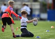 27 October 2022; Marlon Murphy of Belgrove Senior Boys' School during the Leinster Rugby Primary School Tag Blitz at Clontarf RFC in Dublin. Photo by Harry Murphy/Sportsfile