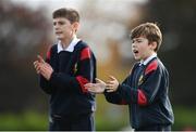 27 October 2022; Participants from Belgrove Senior Boys' School during the Leinster Rugby Primary School Tag Blitz at Clontarf RFC in Dublin. Photo by Harry Murphy/Sportsfile