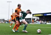 27 October 2022; Rhianna Breen of Northern Ireland in action against Joy Ralph of Republic of Ireland during the 2022/23 UEFA Women's U17 European Championship Qualifiers Round 1 match between Republic of Ireland and Northern Ireland at Seaview in Belfast. Photo by Ben McShane/Sportsfile