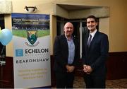 27 October 2022; Minister of State for Sport and the Gaeltacht Jack Chambers TD, right, and Executive chairperson of Beakonshaw Niall Molloy at the announcement of the Wicklow GAA major sponsorship deal with the new Player Development Partners, Echelon Data Centres and Beakonshaw at The Glendalough Hotel in Glendalough, Wicklow. Photo by David Fitzgerald/Sportsfile