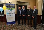 27 October 2022; Minister of State for Sport and the Gaeltacht Jack Chambers TD, and Uachtarán Chumann Lúthchleas Gael Larry McCarthy, centre, with Executive chairperson of Beakonshaw Niall Molloy, left, and Chairman of Wicklow GAA Martin Fitzgerald at the announcement of the Wicklow GAA major sponsorship deal with the new Player Development Partners, Echelon Data Centres and Beakonshaw at The Glendalough Hotel in Glendalough, Wicklow. Photo by David Fitzgerald/Sportsfile