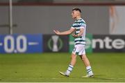 27 October 2022; Justin Ferizaj of Shamrock Rovers leaves the pitch after being sent off during the UEFA Europa Conference League group F match between Shamrock Rovers and Gent at Tallaght Stadium in Dublin. Photo by Seb Daly/Sportsfile