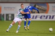 27 October 2022; Daniel Cleary of Shamrock Rovers fouls Andrew Hjulsager of Gent during the UEFA Europa Conference League group F match between Shamrock Rovers and Gent at Tallaght Stadium in Dublin. Photo by Seb Daly/Sportsfile