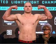 28 October 2022; Dominik Musil during weigh-ins, at The Drum Wembley, ahead of his heavyweight bout against Johnny Fisher, on Saturday night at the OVO Arena Wembley in London, England. Photo by Stephen McCarthy/Sportsfile