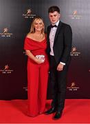 28 October 2022; Darragh Fitzgibbon of Cork and Clíodhna Hanley on arrival at the PwC All-Stars Awards 2022 at the Convention Centre in Dublin. Photo by Brendan Moran/Sportsfile