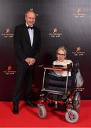 28 October 2022; An Taoiseach Micheál Martin TD and Joanne O'Riordan on arrival at the PwC All-Stars Awards 2022 at the Convention Centre in Dublin. Photo by Brendan Moran/Sportsfile