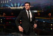 28 October 2022; Chrissy McKaigue of Derry with his PwC All-Star award during the PwC All-Stars Awards 2022 show at the Convention Centre in Dublin. Photo by Ramsey Cardy/Sportsfile