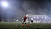 28 October 2022; Rory Feely of Bohemians in action against David McMillan of Dundalk during the SSE Airtricity League Premier Division match between Dundalk and Bohemians at Casey's Field in Dundalk, Louth. Photo by Seb Daly/Sportsfile