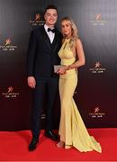 28 October 2022; Kyle Hayes of Limerick and Claire Fitzgerald on arrival at the PwC All-Stars Awards 2022 at the Convention Centre in Dublin. Photo by Brendan Moran/Sportsfile