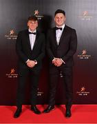 28 October 2022; Lee Chin and Damien Reck of Wexford on arrival at the PwC All-Stars Awards 2022 at the Convention Centre in Dublin. Photo by Brendan Moran/Sportsfile