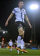 28 October 2022; David McMillan of Dundalk celebrates after scoring his side's first goal during the SSE Airtricity League Premier Division match between Dundalk and Bohemians at Casey's Field in Dundalk, Louth. Photo by Seb Daly/Sportsfile