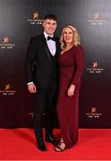 28 October 2022; Lee Gannon of Dublin and his mother Tracey Kelly on arrival at the PwC All-Stars Awards 2022 at the Convention Centre in Dublin. Photo by Brendan Moran/Sportsfile