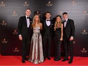 28 October 2022; From left, Brian Fenton of Dublin, Katie Molloy, Evan Comerford, Ellen Healy, and Lee Gannon on arrival at the PwC All-Stars Awards 2022 at the Convention Centre in Dublin. Photo by Brendan Moran/Sportsfile