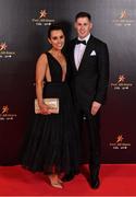 28 October 2022; Richie Reid of Kilkenny and Sabrina Cantwell on arrival at the PwC All-Stars Awards 2022 at the Convention Centre in Dublin. Photo by Brendan Moran/Sportsfile