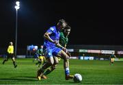 28 October 2022; Gary Boylan of Finn Harps in action against Evan Osam of UCD during the SSE Airtricity League Premier Division match between Finn Harps and UCD at Finn Park in Ballybofey, Donegal. Photo by Ben McShane/Sportsfile