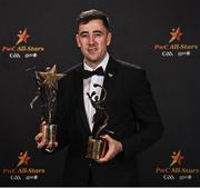 28 October 2022; Limerick hurler Diarmaid Byrnes with his PwC Hurler of the Year award at the PwC All-Stars Awards 2022 at the Convention Centre in Dublin. Photo by Sam Barnes/Sportsfile