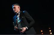 28 October 2022; Jason Foley of Kerry with his PwC All-Star award during the PwC All-Stars Awards 2022 show at the Convention Centre in Dublin. Photo by Ramsey Cardy/Sportsfile