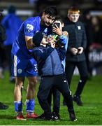 28 October 2022; Filip Mihaljevic of Finn Harps takes a selfie with young supporters after the SSE Airtricity League Premier Division match between Finn Harps and UCD at Finn Park in Ballybofey, Donegal. Photo by Ben McShane/Sportsfile