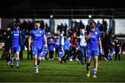28 October 2022; Finn Harps players, including Gary Boylan, right, reacts after the SSE Airtricity League Premier Division match between Finn Harps and UCD at Finn Park in Ballybofey, Donegal. Photo by Ben McShane/Sportsfile