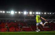28 October 2022; Charlie Tector of Leinster warms up before the United Rugby Championship match between Scarlets and Leinster at Parc Y Scarlets in Llanelli, Wales. Photo by Harry Murphy/Sportsfile