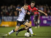 28 October 2022; Keith Ward of Dundalk in action against James McManus of Bohemians during the SSE Airtricity League Premier Division match between Dundalk and Bohemians at Casey's Field in Dundalk, Louth. Photo by Seb Daly/Sportsfile