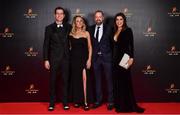28 October 2022; Guests, from left, John Aherne, Tracey Lynch, Eóin Ó Suileabháin and Jenny Kelly on arrival at the PwC All-Stars Awards 2022 at the Convention Centre in Dublin. Photo by Sam Barnes/Sportsfile
