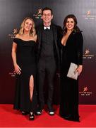 28 October 2022; Guests, from left, Tracy Lynch, John Aherne and Jenny Kelly on arrival at the PwC All-Stars Awards 2022 at the Convention Centre in Dublin. Photo by Brendan Moran/Sportsfile