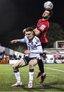 28 October 2022; Darragh Leahy of Dundalk in action against Jordan Doherty of Bohemians during the SSE Airtricity League Premier Division match between Dundalk and Bohemians at Casey's Field in Dundalk, Louth. Photo by Seb Daly/Sportsfile