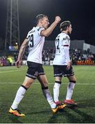 28 October 2022; David McMillan of Dundalk, left, celebrates after scoring his side's first goal during the SSE Airtricity League Premier Division match between Dundalk and Bohemians at Casey's Field in Dundalk, Louth. Photo by Seb Daly/Sportsfile
