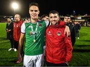 21 October 2022; Cork City captain Cian Coleman with his uncle Declan Coleman during the SSE Airtricity League First Division match between Cork City and Bray Wanderers at Turners Cross in Cork. Photo by Eóin Noonan/Sportsfile