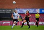 29 October 2022; Ciara Maher of Bohemians in action against Gillian Keenan of Athlone Town during the SSE Airtricity Women's National League match between Bohemians and Athlone Town at Dalymount Park in Dublin. Photo by Tyler Miller/Sportsfile