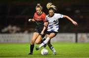29 October 2022; Maddison Gibson of Athlone Town in action against Chloe Darby of Bohemians during the SSE Airtricity Women's National League match between Bohemians and Athlone Town at Dalymount Park in Dublin. Photo by Tyler Miller/Sportsfile