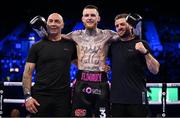 29 October 2022; Gary Cully with coaches Pete Taylor, left, and Niall Barrett after his lightweight bout victory against Jaouad Belmehdi at the OVO Arena Wembley in London, England. Photo by Stephen McCarthy/Sportsfile