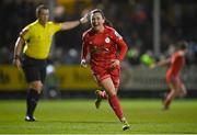 29 October 2022; Megan Smyth-Lynch of Shelbourne celebrates after scoring her side's third goal during the SSE Airtricity Women's National League match between Wexford Youths and Shelbourne at Ferrycarrig Park in Wexford. Photo by Eóin Noonan/Sportsfile