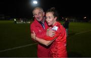 29 October 2022; Shelbourne manager Noel King with Pearl Slattery of Shelbourne after the SSE Airtricity Women's National League match between Wexford Youths and Shelbourne at Ferrycarrig Park in Wexford. Photo by Eóin Noonan/Sportsfile