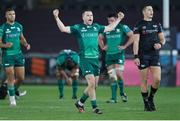 29 October 2022; Jack Carty of Connacht celebrates at the final whistle after the United Rugby Championship match between Ospreys and Connacht at Swansea.com Stadium in Swansea, Wales. Photo by Gruffydd Thomas/Sportsfile