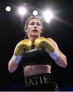 29 October 2022; Katie Taylor during her undisputed lightweight championship fight against Karen Elizabeth Carabajal at the OVO Arena Wembley in London, England. Photo by Stephen McCarthy/Sportsfile