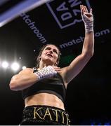 29 October 2022; Katie Taylor celebrates after her undisputed lightweight championship fight against Karen Elizabeth Carabajal at the OVO Arena Wembley in London, England. Photo by Stephen McCarthy/Sportsfile