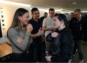 29 October 2022; Katie Taylor with Republic of Ireland captain Katie McCabe, left, after her undisputed lightweight championship fight against Karen Elizabeth Carabajal at the OVO Arena Wembley in London, England. Photo by Stephen McCarthy/Sportsfile